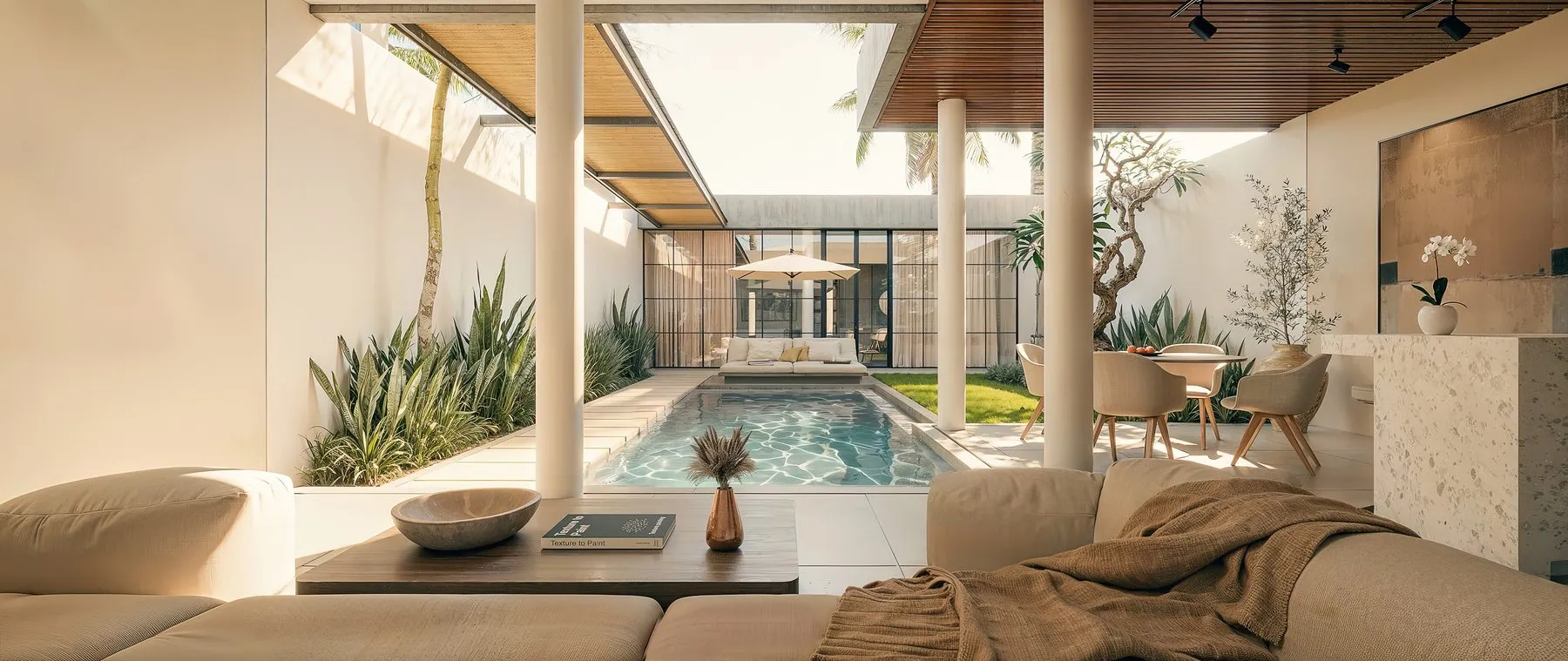 Living room & pool view